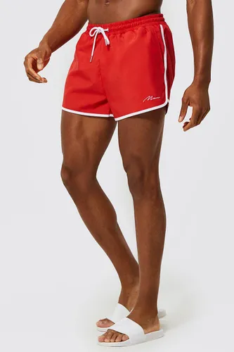 Men's Man Signature Runner Swim Shorts - Red - Xs, Red