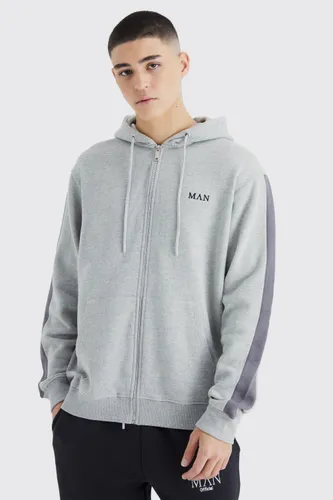 Men's Man Sleeve Panel Hoodie - Grey - Xs, Grey