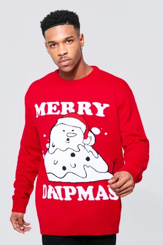 Men's Merry Dripmas Christmas Jumper - Red - S, Red
