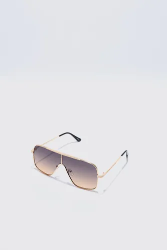 Men's Metal Aviator Detail Sunglasses - Brown - One Size, Brown