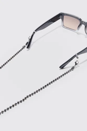 Mens Metallics Metal Beaded Sunglasses Chain In Gunmetal, Metallics