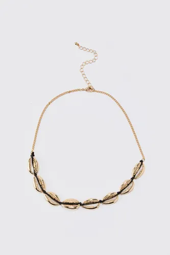 Mens Metallics Shell Charm Rope Necklace, Metallics