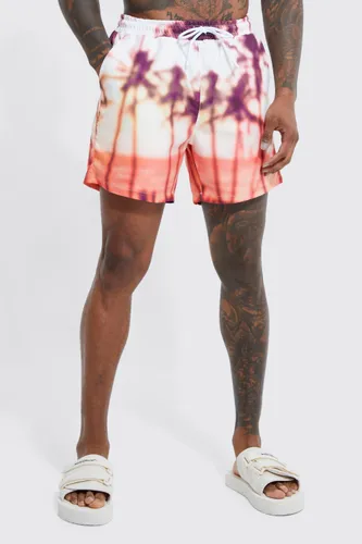 Men's Mid Length Palm Photographic Swim Shorts - Multi - S, Multi