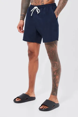 Men's Mid Length Plain Swim Shorts - Navy - S, Navy