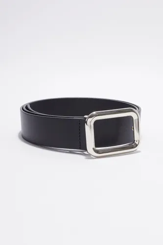 Men's Minimal Buckle Detail Faux Leather Belt - Black - Xl, Black