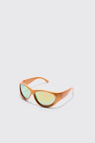 Men's Mirror Lens Racer Sunglasses - Orange - One Size, Orange