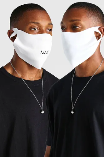 Mens Multi 2 Pack MAN Branded Reversible Fashion Masks, Multi