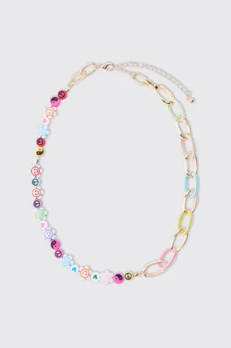 Mens Multi Colour Bead And Chain Necklace, Multi