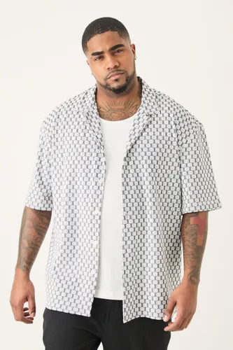 Mens Multi Plus Short Sleeve Drop Revere Jacquard Shirt, Multi