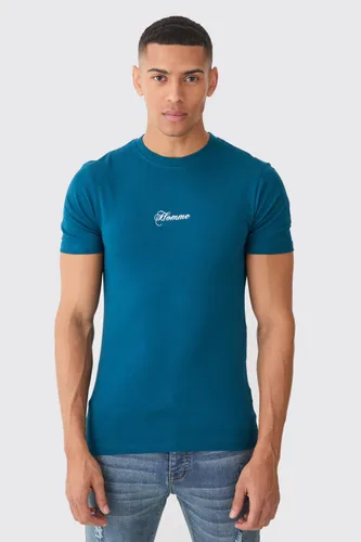 Men's Muscle Fit Basic Homme T-Shirt - Blue - M, Blue