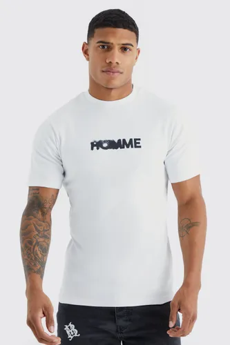 Men's Muscle Fit Heavyweight Interlock Graphic T-Shirt - White - S, White