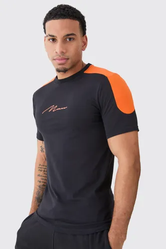 Men's Muscle Fit Man Colour Block T-Shirt - Black - Xs, Black
