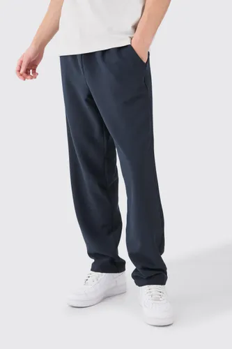 Mens Navy Elasticated Waist Straight Fit Trousers, Navy