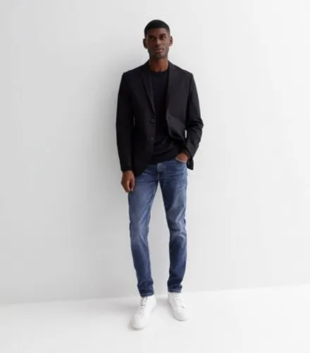 Men's Navy Pinstripe Skinny Fit Suit Jacket New Look