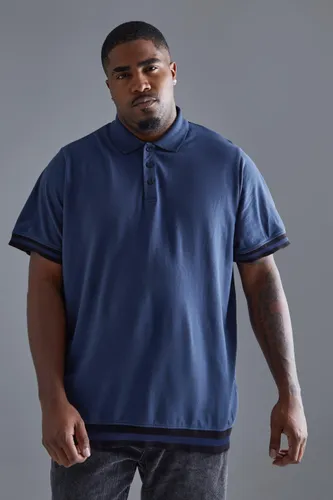 Mens Navy Plus Taped Pique Polo, Navy