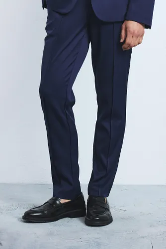 Mens Navy Slim Fixed Waist Tailored Trouser, Navy