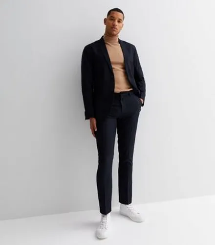 Men's Navy Slim Suit Trousers New Look