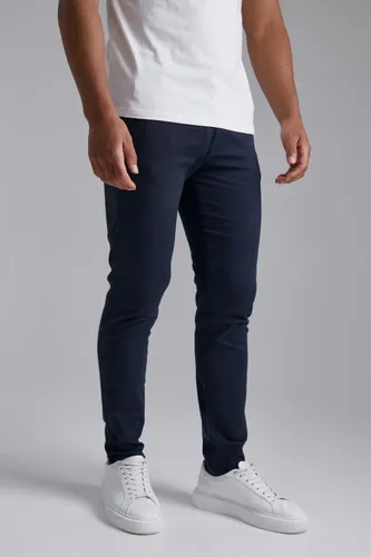 Mens Navy Tall Skinny Fit Chino Trousers, Navy