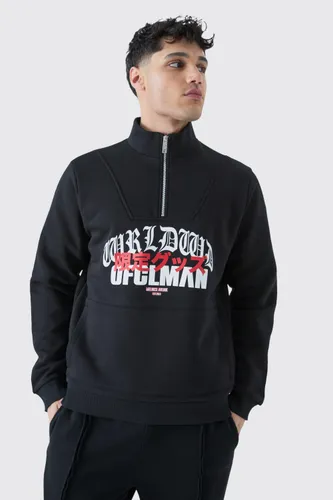 Men's Ofcl Man Worldwide 1/4 Zip Sweatshirt - Black - S, Black