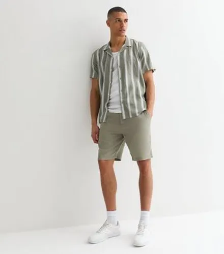 Men's Olive Linen Blend Shorts New Look
