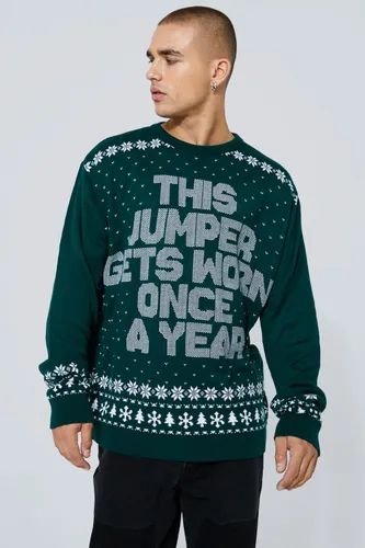 Men's Once A Year Christmas Jumper - Green - S, Green