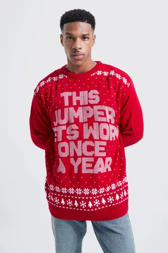 Men's Once A Year Christmas Jumper - Red - Xs, Red