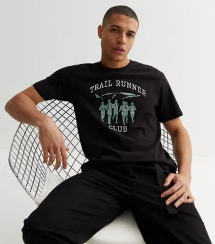 Men's Only & Sons Black Crew Neck Trail Runner Logo T-Shirt New Look