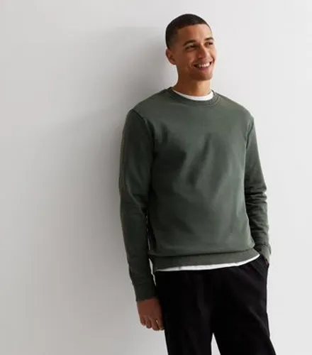 Men's Only & Sons Dark Green Cotton Crew Neck Sweatshirt New Look
