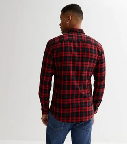 Men's Only & Sons Dark Red Check Long Sleeve Shirt New Look