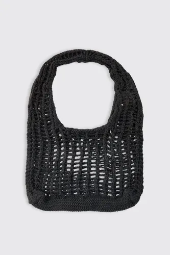Men's Open Knit Tote Bag - Black - One Size, Black