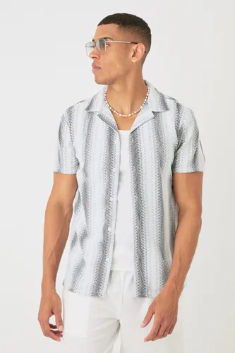Men's Open Stitch Sheer Stripe Shirt - White - S, White