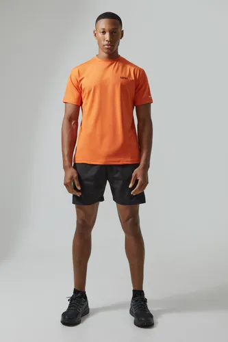 Mens Orange Man Active Performance Tshirt And Short Set, Orange