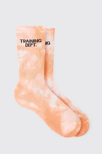 Mens Orange Man Active Training Dept Tie-dye Crew Socks, Orange