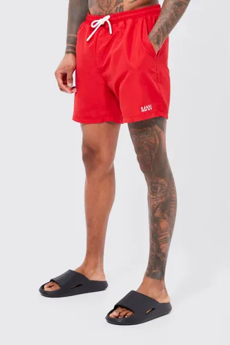 Men's Original Man Mid Length Swim Shorts - Red - S, Red