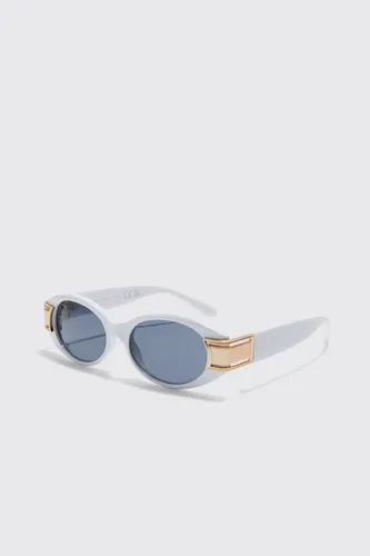 Men's Oval Temple Detail Sunglasses - White - One Size, White