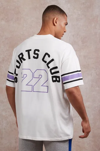 Men's Oversized Baseball V-Neck T-Shirt - Cream - S, Cream
