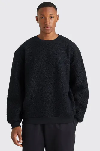 Men's Oversized Boucle Borg Sweatshirt - Black - S, Black