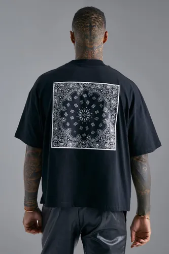 Men's Oversized Boxy Bandana Graphic T-Shirt - Black - L, Black