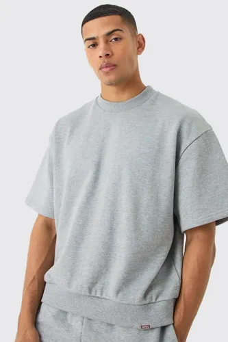Men's Oversized Boxy Heavyweight Short Sleeve Sweatshirt - Grey - S, Grey