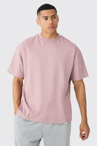 Men's Oversized Extended Neck Boxy Heavyweight T-Shirt - Pink - S, Pink