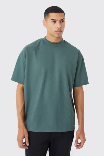 Men's Oversized Extended Neck Ottoman Rib T-Shirt - Green - S, Green