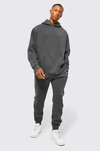 Men's Oversized Hooded Tracksuit - Grey - S, Grey