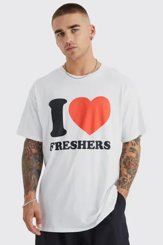 Men's Oversized I Heart Freshers T-Shirt - White - S, White
