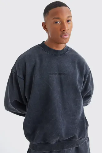 Men's Oversized Limited Boxy Acid Wash Sweatshirt - Grey - M, Grey