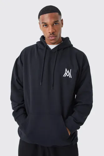 Men's Oversized Man Embroidered Hoodie - Black - Xs, Black