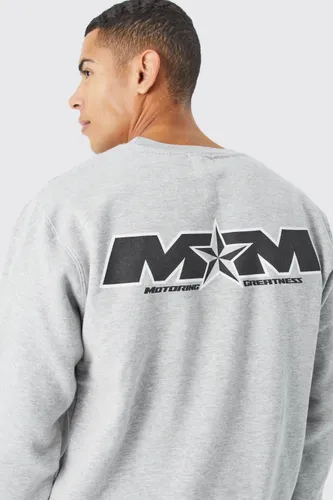 Men's Oversized Moto Man Back Print Sweatshirt - Grey - S, Grey