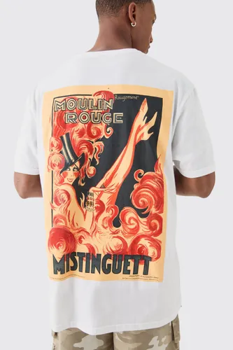 Men's Oversized Moulin Rouge License T-Shirt - White - S, White