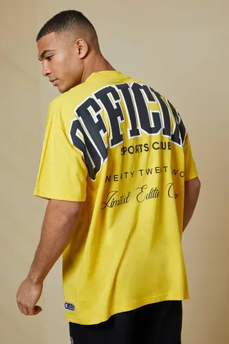 Men's Oversized Official Varsity Back Print T-Shirt - Yellow - S, Yellow