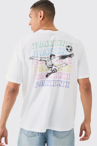 Men's Oversized Panini Football License Back Print T-Shirt - White - S, White