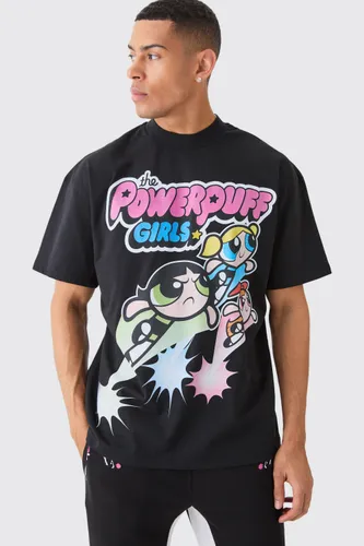 Men's Oversized Powerpuff Girls Large Scale License T-Shirt - Black - S, Black